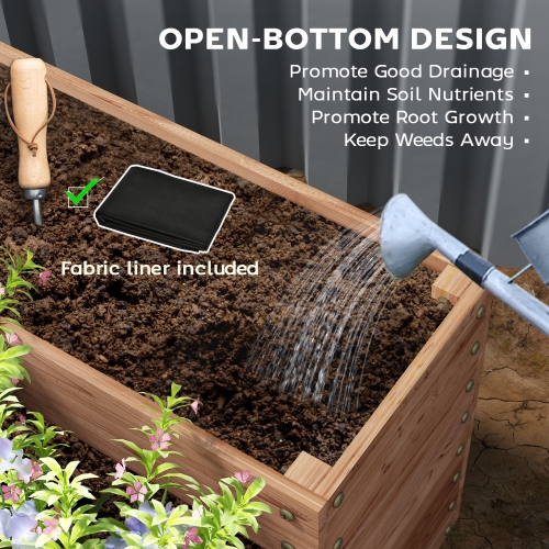 Outsunny 4-Tier Raised Garden Bed, 45" x 45" x 18" Wooden Elevated Planter Box Kit with Liner, Raised Flower Bed for Vegetables, Flowers, Herbs, Dark