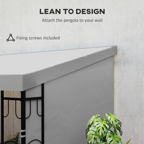 Auvent en pergola Outsunny de 10 x 13 pi avec 2 rideaux et 2 moustiquaires, abri pare-soleil extérieur pour abri de jardin mural, résistant aux