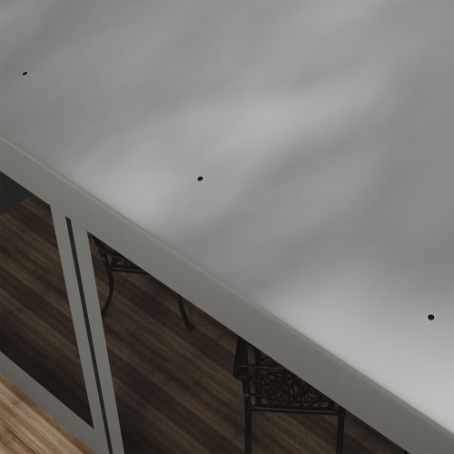 Auvent en pergola Outsunny de 10 x 13 pi avec 2 rideaux et 2 moustiquaires, abri pare-soleil extérieur pour abri de jardin mural, résistant aux