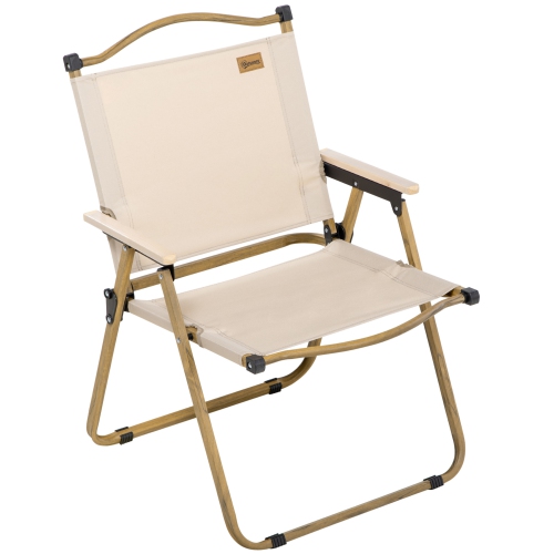 Chaise de camping Outsunny, chaise pliante légère, fauteuil portatif, excellent pour les festivals, la pêche, Plage et randonnée, kaki