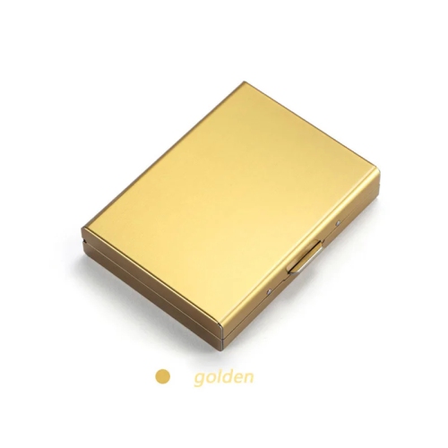 10 Card Slots Storage Box Driver License Storage Card Holder Stainless Steel Anti-Theft Brush bank Credit Card Metal Card Bag - Gold