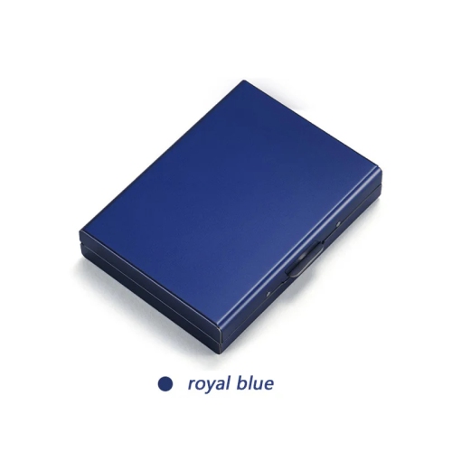 10 Card Slots Storage Box Driver License Storage Card Holder Stainless Steel Anti-Theft Brush bank Credit Card Metal Card Bag - Blue