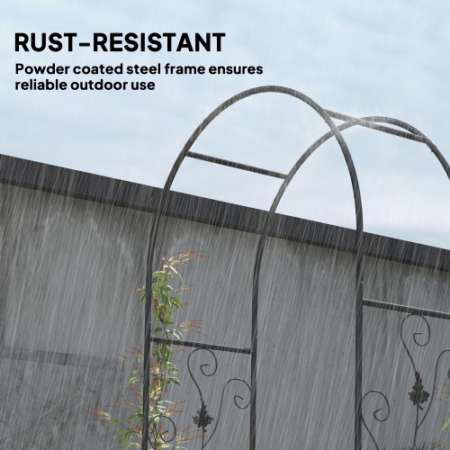 Outsunny 7ft Steel Garden Arch with Gate, Garden Arbor Trellis for Climbing Plants, Roses, Vines, Wedding Arch for Outdoor, Garden, Lawn, Backyard,