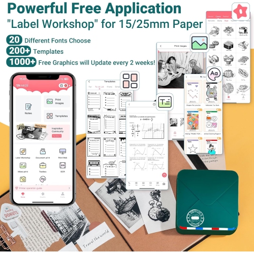 Mini imprimante Bluetooth M02S de Phomemo pour autocollants et étiquettes