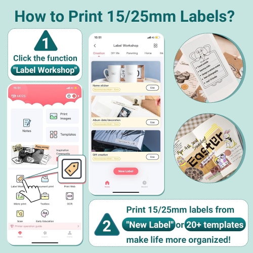 Mini imprimante Bluetooth M02S de Phomemo pour autocollants et étiquettes