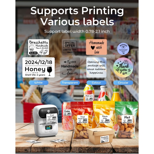 Phomemo M220 Bluetooth Portable Thermal Business Label Maker for store and shop - with 1 roll of paper inside