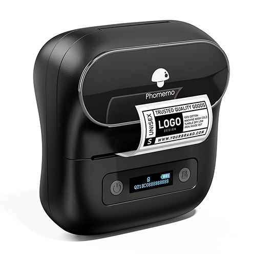Image 1 de 7.. Étiqueteuse professionnelle thermique portative Bluetooth M220 de Phomemo pour magasin et atelier, avec 1 rouleau de papier à l'intérieur