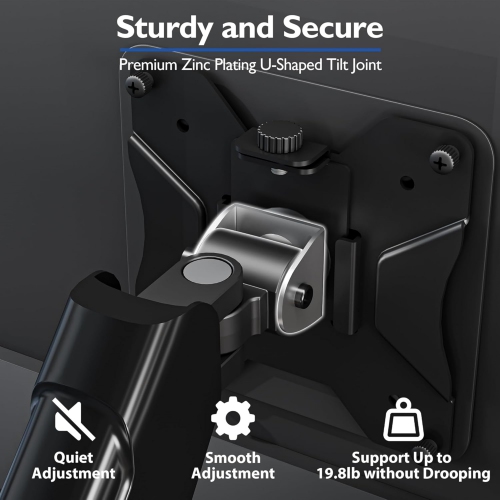 Single Arm Monitor Desk Mount for 13-34 inch Screen, Tilt, Swivel, Rotation, Ergonomic Gas Spring Monitor Stand with Cable Management, VESA 75/100mm