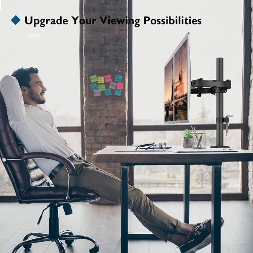 Dual Monitor Stand for 13-27 inch Screens, Ergonomic Double Monitor Mount Stands, Height Adjustable Dual Monitor Arm Bracket Tilt 90° Swivel 180°