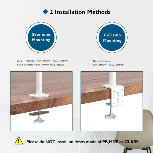 Dual Monitor Stand for 13-27 inch Screens, Ergonomic Double Monitor Mount Stands, Height Adjustable Dual Monitor Arm Bracket Tilt 90° Swivel 180°