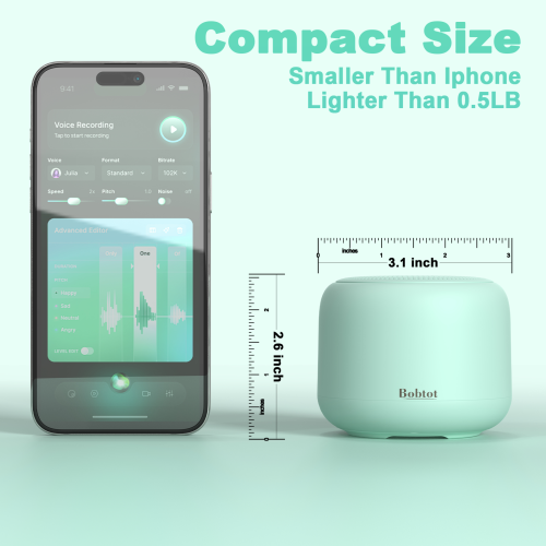 Bobtot Portable Bluetooth Speakers with Strap, Wireless IPX5 Waterproof Mini Speaker with Loud Stereo Sound, 20 Hours Playtime, Rechargeable Battery,