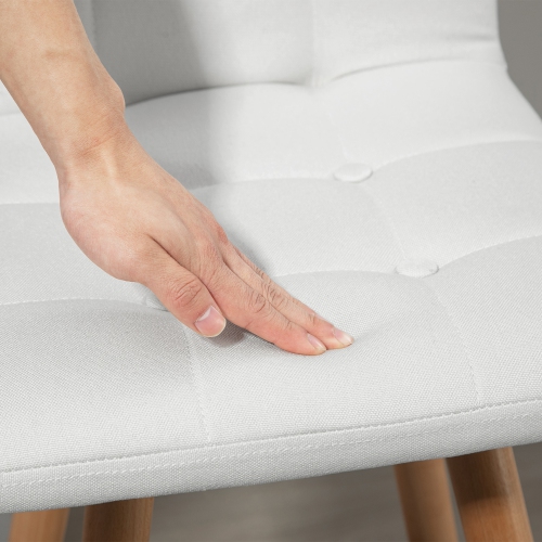 HOMCOM Modern Bar Stools Set of 2, 38" Upholstered Kitchen Island Stool with Solid Wood Legs, Backrest and Steel Footrest for Dining Room, Kitchen,