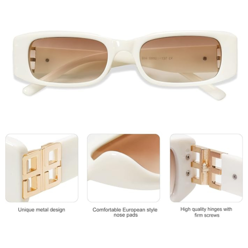 2 Pack Rectangle Sunglasses for Women 90s Retro Trendy Y2K Aesthetic Vintage Square Sunglasses AR82037