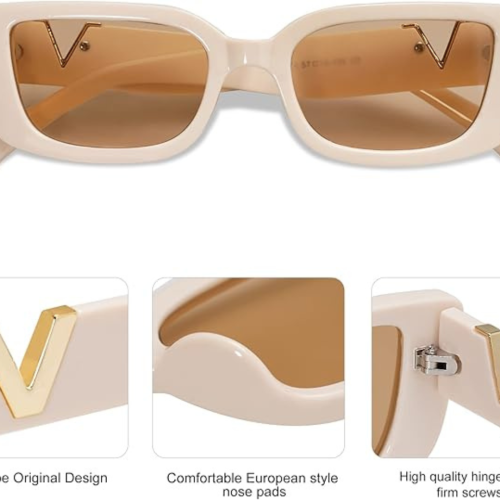 2 Pack Rectangle Sunglasses for Women 90s Retro Trendy Y2K Aesthetic Vintage Square Sunglasses AR82037