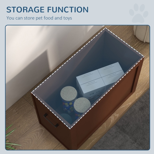 PawHut Elevated Dog Bowls for Large Dogs with Storage Dog Pet Diner Function 2 Stainless Steel Dog Bowls Elevated Base for Big-sized Dogs and Other