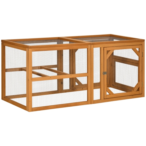 PawHut 55" Wooden Chicken Coop Extension, Chicken Cage Outdoor with Roosting Bars, Combinable Design Chicken Run Hen House, Orange