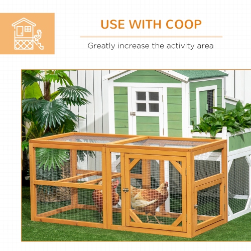 PawHut 55" Wooden Chicken Coop Extension, Chicken Cage Outdoor with Roosting Bars, Combinable Design Chicken Run Hen House, Orange