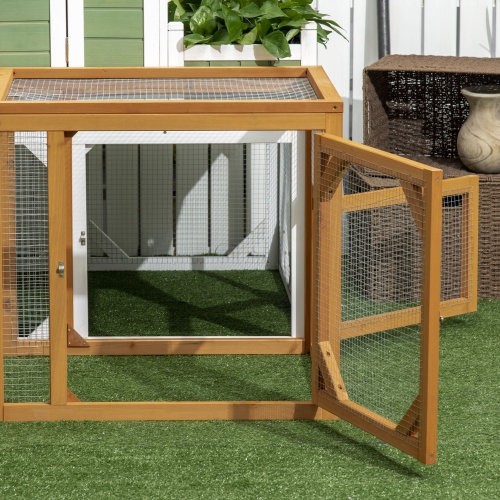 PawHut 55" Wooden Chicken Coop Extension, Chicken Cage Outdoor with Roosting Bars, Combinable Design Chicken Run Hen House, Orange