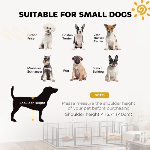 PawHut – Parc pour chien à 16 panneaux, clôture robuste pour animaux 22 larg. X 24 haut., porte et courroie pour jardin intérieur extérieur, portatif