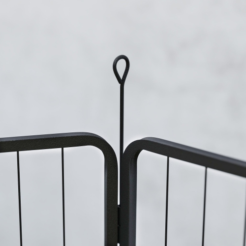 PawHut Dog Playpen, 31.5"W Heavy-Duty Metal Puppy Play Pen, Pet Exercise Fences for Outside and Indoor, DIY Design with Door for Medium Dogs, 6