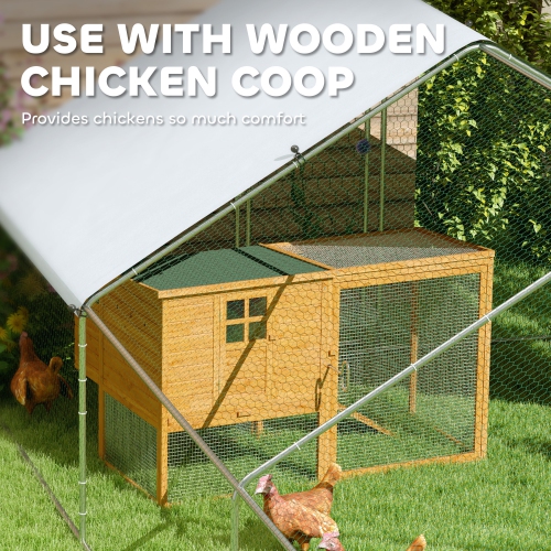 PawHut Metal Chicken Coop, Walk-in Large Chicken Run, Poultry Cage for 30-40 Hen, Duck, Rabbit with Water- and UV-Protection Cover, for Backyard,