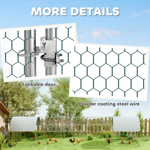 PawHut Metal Chicken Coop, Walk-in Large Chicken Run, Poultry Cage for 30-40 Hen, Duck, Rabbit with Water- and UV-Protection Cover, for Backyard,