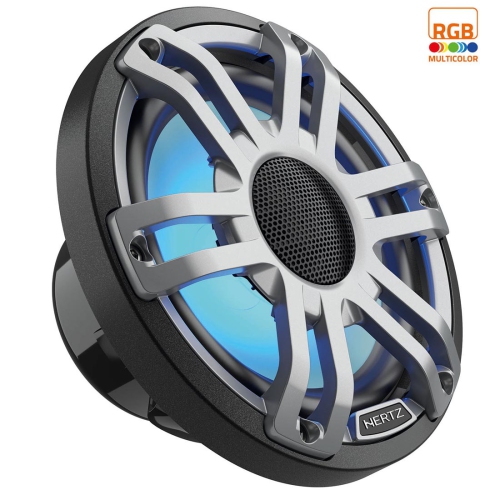 Haut-parleurs nautiques à 2 voies de 6,5 po HMX 6,5 S-LD-G de Hertz avec éclairage RVB LED - Gris