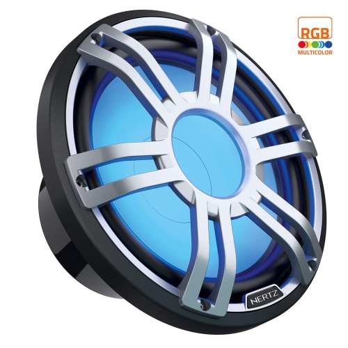 Haut-parleur d'extrêmes graves LED RVB sport nautique 2 ohms HMS 12 S2-LD-G de 12&nbsp;po de Hertz - Grille sport grise