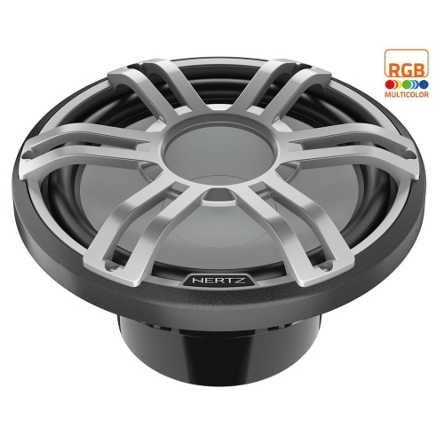 Hertz HMS 12 S2-LD-G 12" 2-Ohm Marine Sport RGB LED Subwoofer - Gray Sport Grille