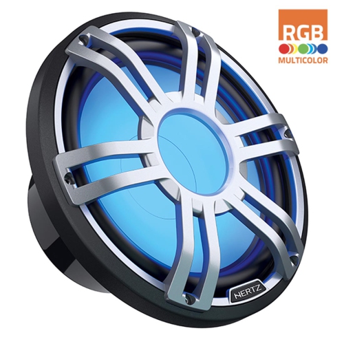 Hertz HMS 12 S4-LD-G 12" 4-Ohm Marine Sport RGB LED Subwoofer - Gray Sport Grille