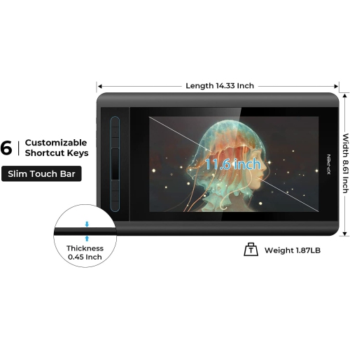 Moniteur graphique avec stylet FHD de 11,6&nbsp;po XP-PEN Artist12 avec stylet passif sans batterie PN06