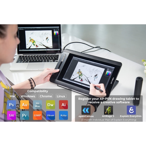 Moniteur graphique avec stylet FHD de 11,6&nbsp;po XP-PEN Artist12 avec stylet passif sans batterie PN06