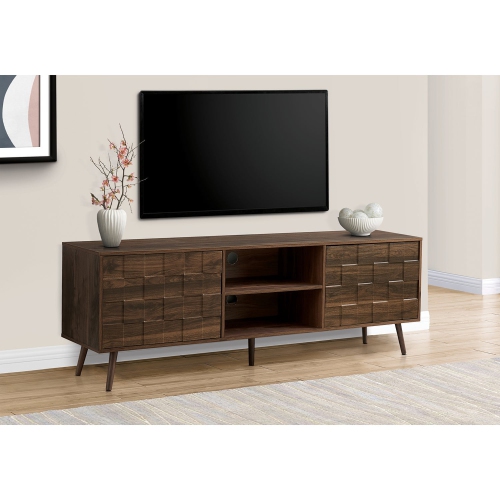MONARCH SPECIALTIES  I 2787 - Tv Stand, 72 Inch, Console, Media Entertainment Center, Storage Cabinet, Bedroom, Living Room, Walnut Laminate, Mid