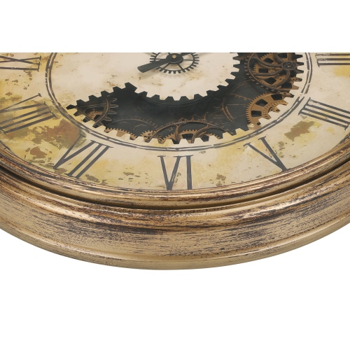 Monarch Specialties I 9034 - Clocks, 30" Round, Gear Mechanism, Large Oversized, Wall Clock, Antique Gold, Transitional"