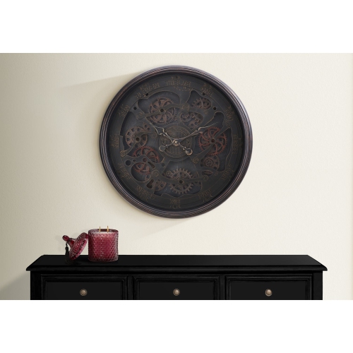 Monarch Specialties – Horloges I 9029, rond de 30&nbsp;po, mécanisme à engrenages, grande horloge murale, Noir, transitionnel