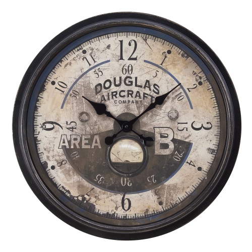 Monarch Specialties I 9055 - Clocks, 20" Round, Wall Clock, Antique Brown, Transitional