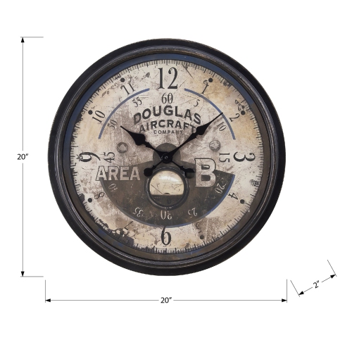 Monarch Specialties I 9055 - Clocks, 20" Round, Wall Clock, Antique Brown, Transitional