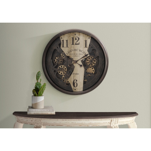 Monarch Specialties I 9023 - Clocks, 30" Round, Wall Clock, Gear Mechanism, Brown, Transitional