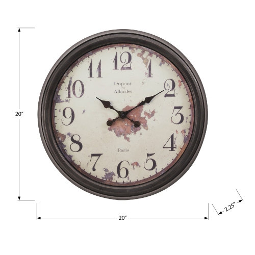 Monarch Specialties I 9042 - Clocks, 20" Round, Wall Clock, Brown, Transitional