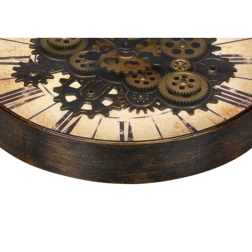 Monarch Specialties I 9063 - Clocks, 20" Round, Gear Mechanism, Wall Clock, Brown, Transitional
