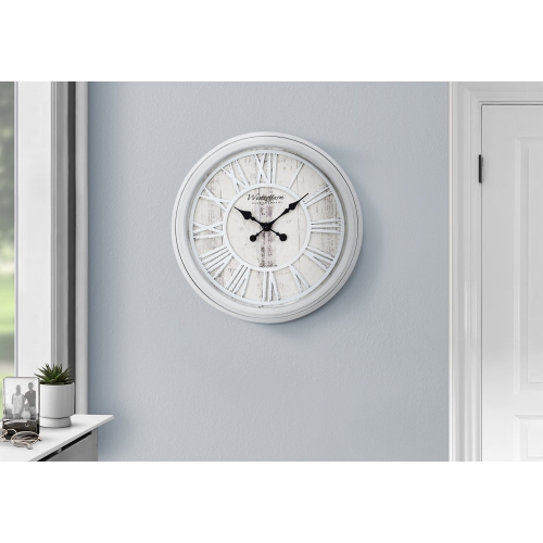 Monarch Specialties I 9043 - Clocks, 20" Round, Wall Clock, Grey, Transitional