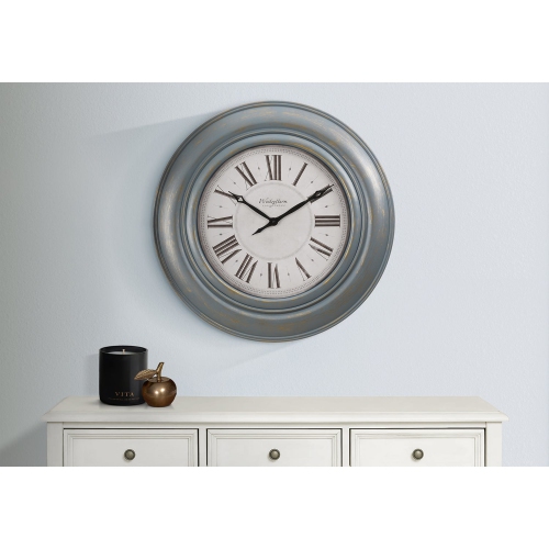 Monarch Specialties I 9028 - Horloges, 30&nbsp;po rond, grande horloge murale, bleu antique Transitionnel