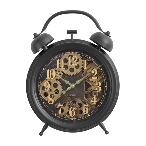 Monarch Specialties I 9014 - Clocks, 12" Round, Gear Mechanism, Table Clock, Black, Transitional