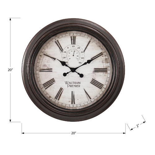 Monarch Specialties I 9040 - Clocks, 20" Round, Wall Clock, Brown, Transitional