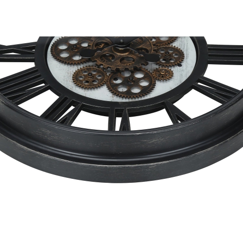Monarch Specialties I 9064 - Clocks, 20" Round, Gear Mechanism, Wall Clock, Black, Transitional