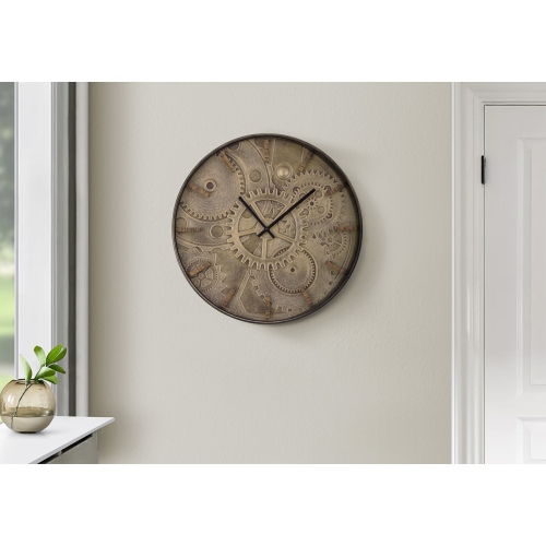 Monarch Specialties I 9041 - Clocks, 20" Round, Wall Clock, Brown, Transitional