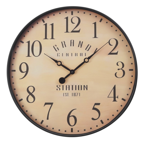 Monarch Specialties I 9053 - Clocks, 20" Round, Wall Clock, Antique Brown, Transitional