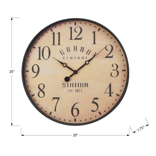 Monarch Specialties I 9053 - Clocks, 20" Round, Wall Clock, Antique Brown, Transitional