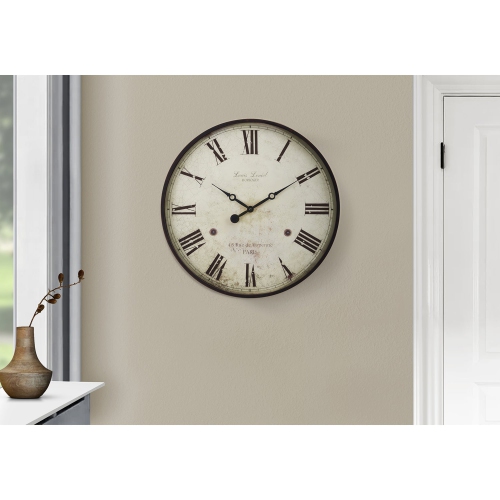 MONARCH SPECIALTIES  I 9057 - Clocks, 20" Round, Wall Clock, Antique Brown, Transitional