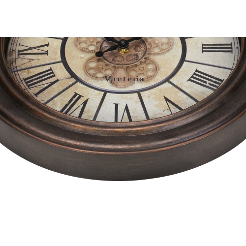 Monarch Specialties I 9081 - Clocks, 15" Round, Wall Clock, Antique Brown, Transitional